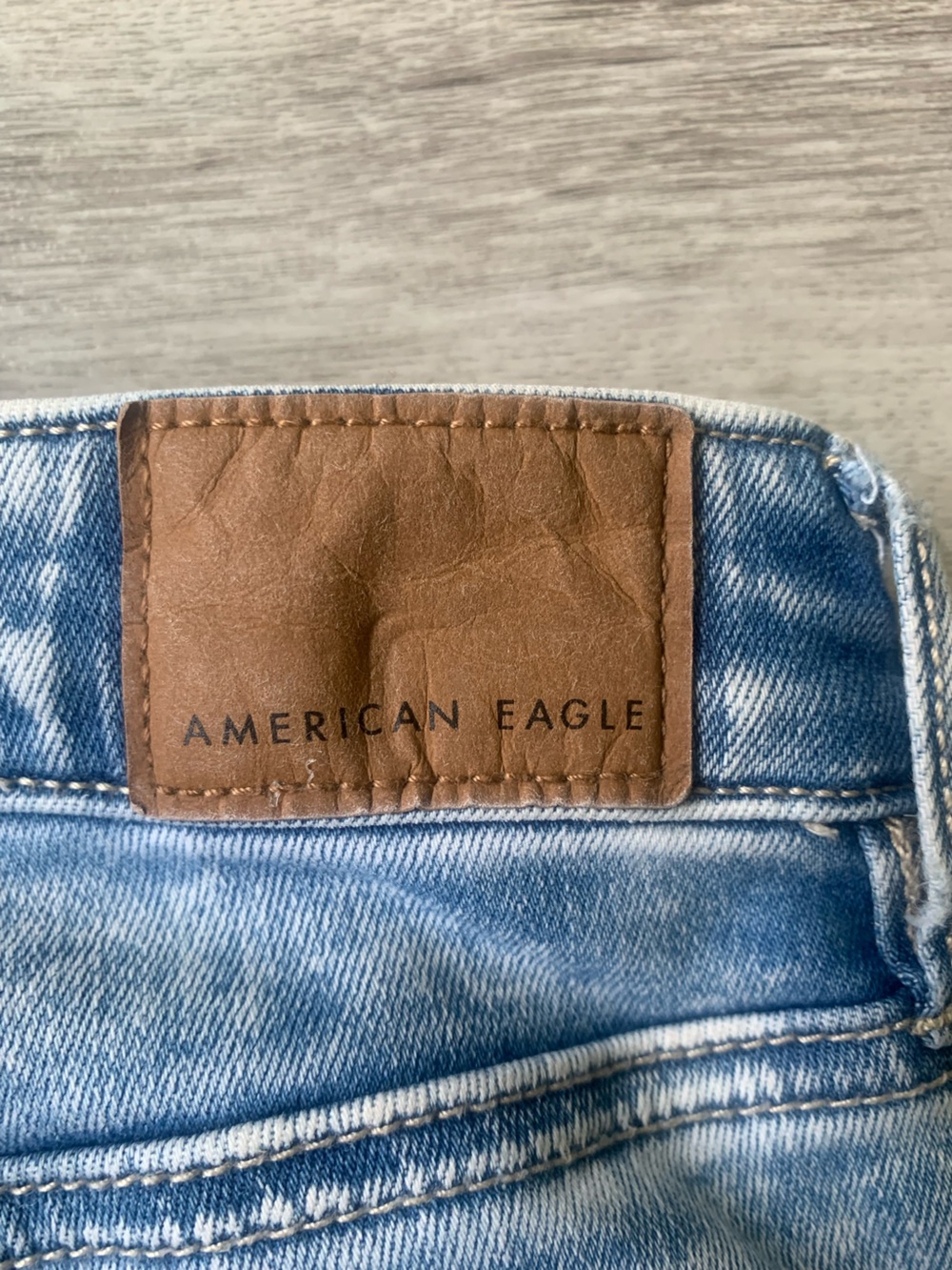 American Eagle SUPER HI RISE JEGGING CROP NEXT LEVEL STRETCH Blue Distressed - Picture 8 of 11